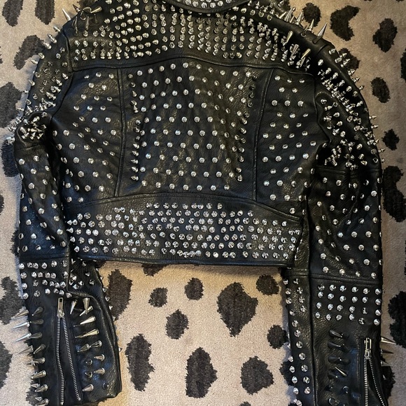 Azalea Wang Studded Cropped Moto Jacket SZ XL - Picture 4 of 5
